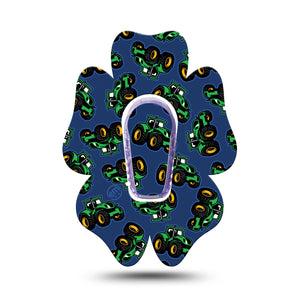 ExpressionMed Tractors Dexcom G6 Flower Shape Tape, Single Tape and Single Sticker Farm Tractors, Adhesive Patch Continuous Glucose Monitor Design
