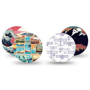 ExpressionMed Wander & Roam Variety Pack Freestyle Libre 3 and Libre 3 Plus Overpatch, 4-Pack Tape Variety, Roadtrip Inpired, Adhesive Patch CGM Design