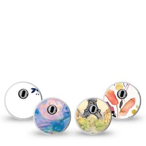 ExpressionMed WAtercolor Muse Freestyle Libre 3 and Libre 3 Plus Sticker, 4-Pack Sticker Relaxing florals and cafe Vinyl Decoration for CGM