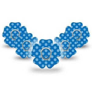 ExpressionMed Blue Polka Dots Dexcom G7 Flower Shape Tape, Dexcom Stelo Glucose Biosensor System, 5-Pack Tape and 5-Pack Sticker Pretty dots, Plaster CGM Design