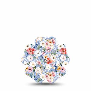 ExpressionMed Petal Breeze Freestyle Libre, Libre 2 Plus, and Abbott Lingo Flower, Single Tape and Single Sticker Fresh florals Adhesive Tape for CGM