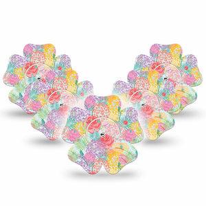 ExpressionMed Spring Flowers Freestyle Libre, Libre 2 Plus, and Abbott Lingo Flower, 5-Pack Tape and 5-Pack Sticker Spring bouquet Waterproof Plaster for Continuous Glucose Monitor