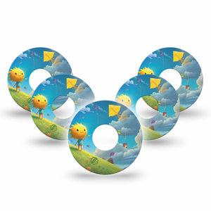 ExpressionMed Summer Kite Freestyle Libre 3 and Libre 3 Plus Tape, 5-Pack Tape Sunny Cloud Sky, Adhesive Tape Continuous Glucose Monitor Design