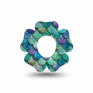 ExpressionMed Mermaid Scales Dexcom G7 and Dexcom Stelo Glucose Biosensor System Flower, Single Tape underwater mermaid style Adhesive Tape for CGM