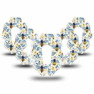 ExpressionMed Busy Bees Dexcom G6 Flower, 5-Pack Pretty bees Plaster for Continuous Glucose Monitor