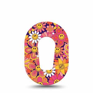 ExpressionMed Groovy Dexcom G6 Mini Tape Single retro flowers Adhesive Tape CGM Design