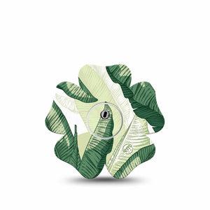 ExpressionMed Palm Leaf Freestyle Libre 3 and Libre 3 Plus Flower, Single Tape and Single Sticker Shades of green  Adhesive Tape for CGM
