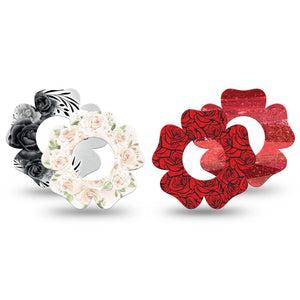 ExpressionMed Crimson Bloom Variety Pack Freestyle Libre, Libre 2 Plus, and Abbott Lingo Flower, 4-Pack Tape Rose bouquet Overlay Patch for Continuous Glucose Monitor