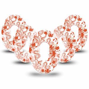 ExpressionMed Lava Coil Floral Dexcom G6 Tape 5- Pack Tape Snake Reptile Floral Deco, Plaster Continuous Glucose Monitor Design