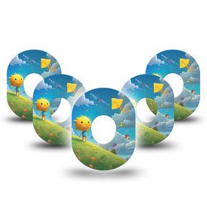 ExpressionMed Summer Kite Dexcom G7 Tape, Dexcom Stelo Glucose Biosensor System, 5-Pack Tape Joyful Sunny Character, Overlay Tape CGM Design