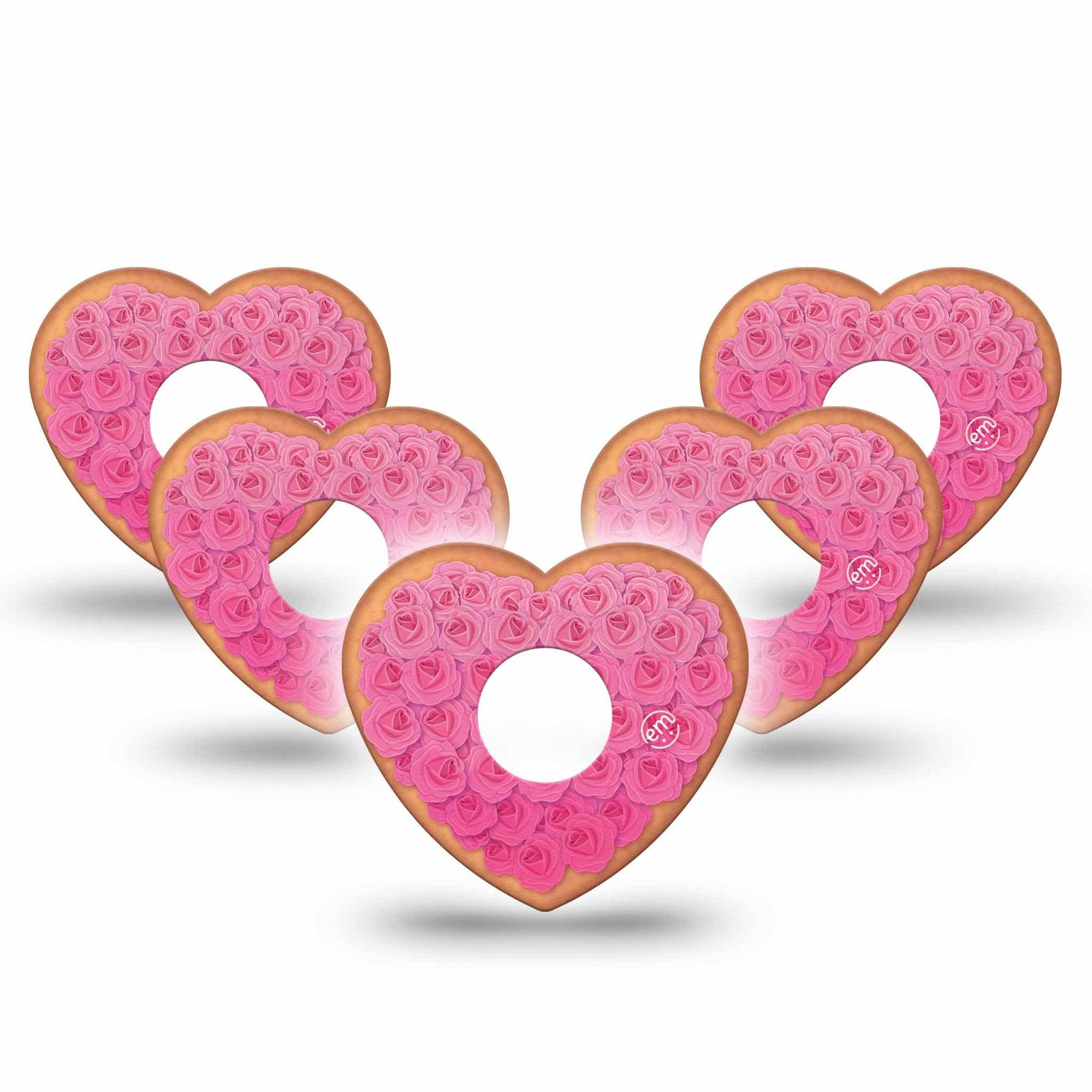 ExpressionMed Cutie Pie Cookie Freestyle Libre 3 Heart Shape Tape 5-Pack Tape Valentine's Day Shaped Cookie, Patch CGM Design