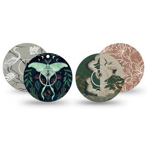 ExpressionMed Earth Tones Freestyle Libre 3 and Libre 3 Plus, tape and sticker  Birds moths and florals Fixing Ring Tape for Continuous Glucose Monitor