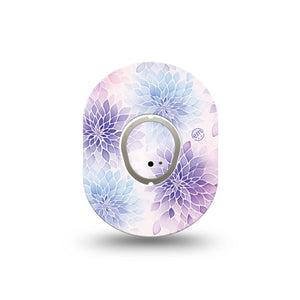 ExpressionMed Wisteria Fade Dexcom G7 and Dexcom Stelo Glucose Biosensor System Mini, Single Tape and Single Sticker Lavender flowers Waterproof Sensor Cover for CGM