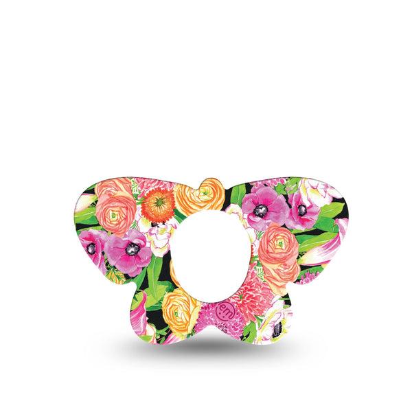 ExpressionMed Hand Painted Flowers Dexcom G7 Butterfly Shape Tape, Dexcom Stelo Glucose Biosensor System,  Single Tape Hand Painted, Adhesive Tape CGM Design