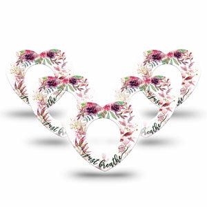 ExpressionMed Just Breathe Freestyle Libre 2 and Libre 2 Plus Heart Shape Tape, Abbott Lingo, 5-Pack Tape Breathing Exercise, Fixing Ring Tape CGM Design