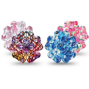 ExpressionMed Bright Freestyle Libre 3 and Libre 3 Plus Flower, tape and sticker bright graphic pattern Accessories for CGM