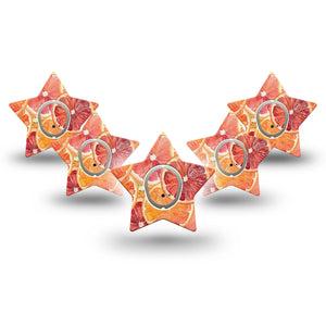ExpressionMed Oranges Dexcom G7 and Dexcom Stelo Glucose Biosensor System Star, 5-Pack Tape and 5-Pack Sticker Blood orange slices Plaster for Continuous Glucose Monitor