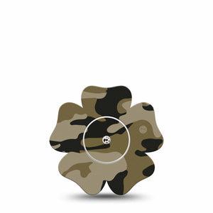 ExpressionMed Camo Freestyle Libre 2 and Libre 2 Plus Flower Shape Tape, Abbott Lingo, Single Tape and Single Sticker Camouflage Shades Plaster CGM Design