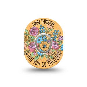 ExpressionMed Strength in Bloom Dexcom G7 and Dexcom Stelo Glucose Biosensor System Mini, Single Tape and Single Sticker Positive florals Waterproof Sensor Cover for CGM