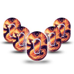 ExpressionMed Rising Phoenix Dexcom G6 Mini Tape, 5-Pack Tape and 5-Pack Sticker Strength Hope Symbolism, Adhesive Tape CGM Design