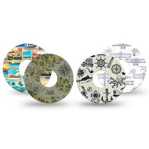 ExpressionMed Vintage Voyager Variety Pack Freestyle Libre 3 and Libre 3 Plus Tape, 4-Pack Tape Variety Traveling Fun, Adhesive Tape Continuous Glucose Monitor Design