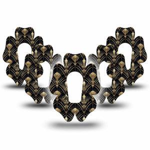 ExpressionMed Midnight Deco Dexcom G6 Flower, 5-Pack 70s coat pattern Plaster for Continuous Glucose Monitor