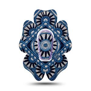 ExpressionMed Indigo Loomwork Dexcom G6 Flower, Single Tape and Single Sticker Rugged geometric design Adhesive Tape for CGM