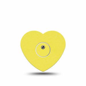 ExpressionMed Butter Yellow Freestyle Libre 3 and Libre 3 Plus Heart Shape Tape, Single Tape and Single Sticker Pantone 601 U, Patch CGM Design