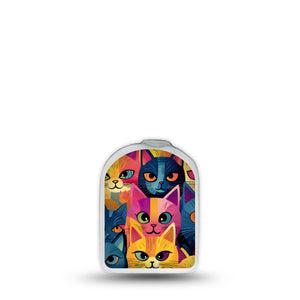 ExpressionMed Catorama Omnipod Surface Center Sticker Single Sticker Only Mixed Hue Cat Pattern Artwork Vinyl Decoration Pump Design