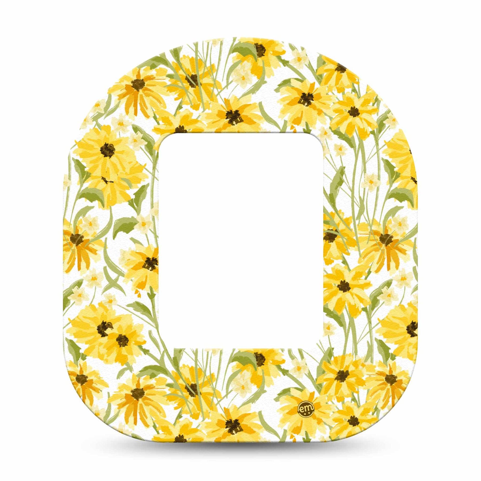 ExpressionMed Yellow Mosaic Floral Mobi Tape Single Tape Golden Yellow Flowers, Adhesive Tape CGM Design