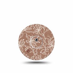 ExpressionMed Mocha Mousse Lace Freestyle Libre 3 and Libre 3 Plus Sticker and Tape,  Pantone-Inspired Florals, Vinyl Sticker and Tape Pairing CGM Design