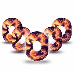 ExpressionMed Rising Phoenix Dexcom G7 Tape, Dexcom Stelo Glucose Biosensor System, 5-Pack Tape Mythical Firebird, Overlay Tape CGM Design