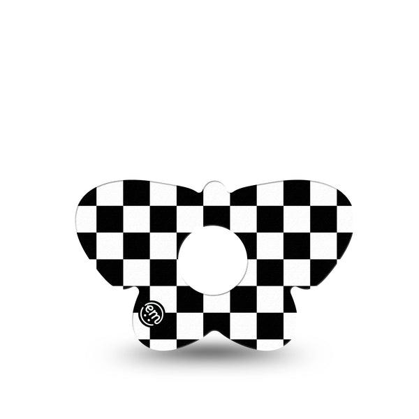 ExpressionMed Checkered Freestyle Libre 3 and Libre 3 Plus Butterfly Shape Tape Single Tape Red Checkered, Overlay Patch CGM Design