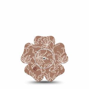 ExpressionMed Mocha Mousse Lace Freestyle Libre 2 and Libre 2 Plus Flower Shape Tape, Abbott Lingo, Single Tape and Single Sticker 2025 Aesthetic Color, Plaster CGM Design