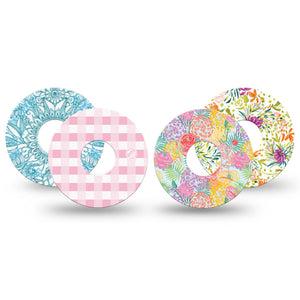 ExpressionMed Fresh Greenery Freestyle Libre 3 and Libre 3 Plus, 4-Pack Tape Florals and gingham Best Covers for CGM