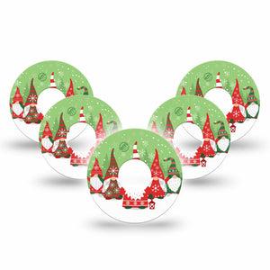 ExpressionMed Holiday Gnomies Freestyle Libre 3 Tape 5-Pack Tape Christmas Magic Gnomies, Adhesive Tape CGM Design