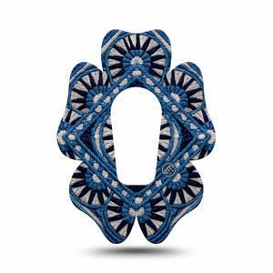 ExpressionMed Indigo Loomwork Dexcom G6 Flower, Single Tape Structured textile pattern Overlay Tape for CGM