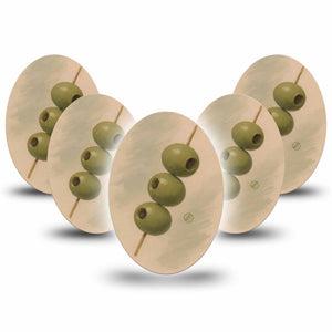 ExpressionMed Olives Medtronic Guardian Enlite Universal Oval, 5-Pack Green olives Fixing Ring Tape for Continuous Glucose Monitor