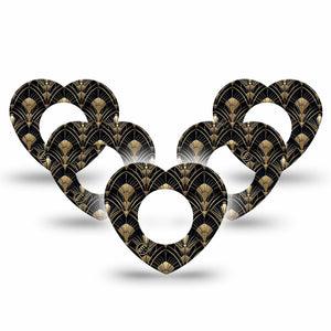 ExpressionMed Midnight Deco Freestyle Libre, Libre 2 Plus, and Abbott Lingo Heart, 5-Pack Vintage deco pattern Adhesive Tape for Continuous Glucose Monitor