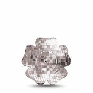 ExpressionMed Mirror Ball Freestyle Libre, Libre 2 Plus, and Abbott Lingo Flower, Single Tape and Single Sticker Mirror disco ball Adhesive Tape for CGM