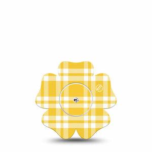 ExpressionMed yellow gingham Freestyle Libre, Libre 2 Plus, and Abbott Lingo Flower, Single Tape and Single Sticker Cheery gingham Adhesive Tape for CGM