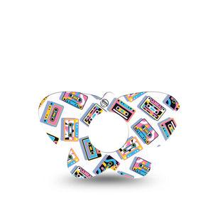ExpressionMed Vintage Music Tapes Infusion Set Butterfly Shape Tape 5-Pack Tape Pastel Retro Multicolored Cassettes, Plaster Continuous Glucose Monitor Design