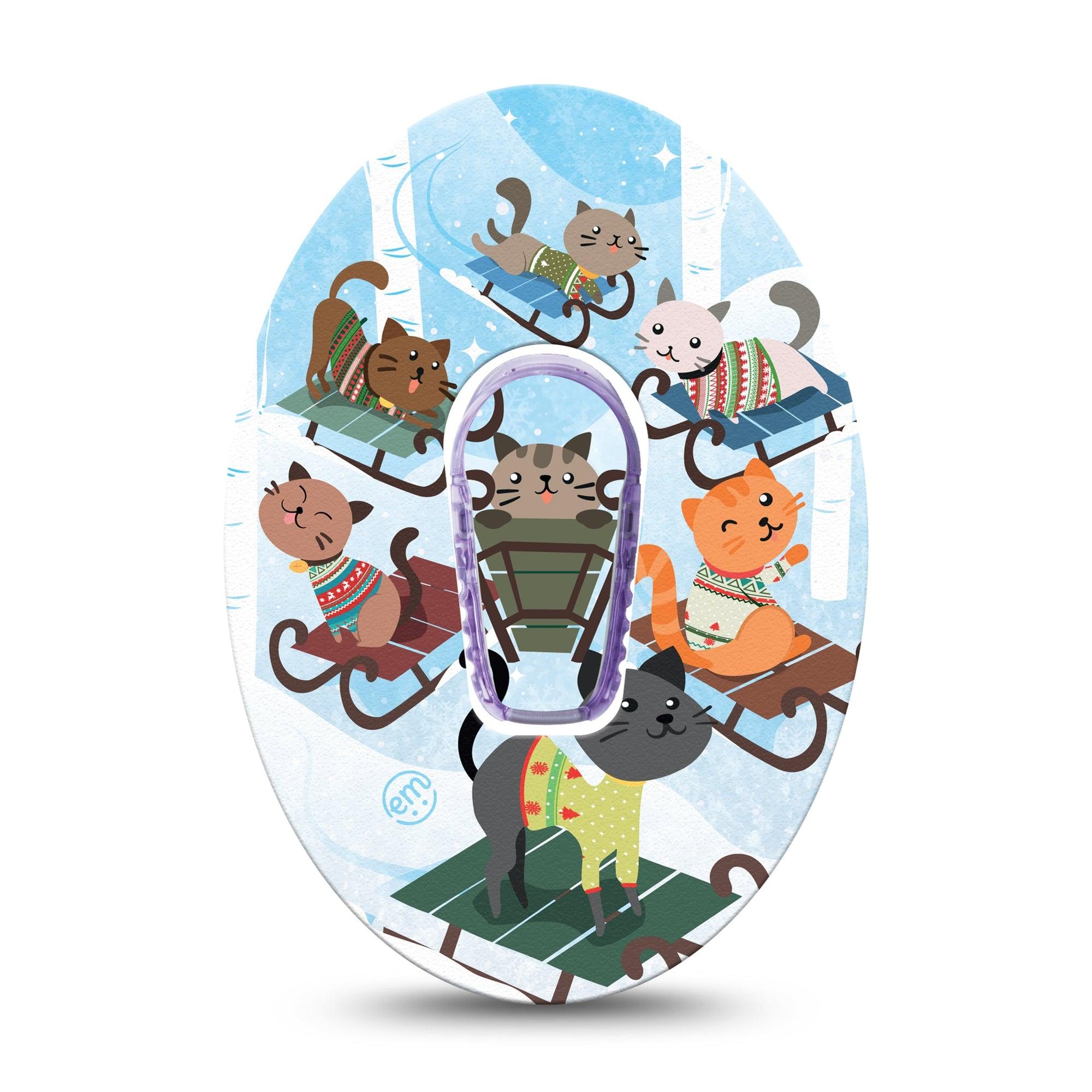 ExpressionMed Sledding Cats In Sweaters Dexcom G6 Sticker and Tape  Sledding Fun Cats, Vinyl Sticker and Tape Design CGM Design