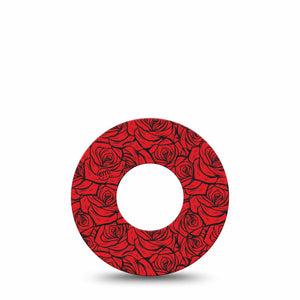 ExpressionMed Roses Freestyle Libre, Libre 2 Plus, and Abbott Lingo, Single Tape Romantic red roses Fixing Ring Patch for CGM