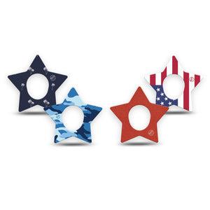 ExpressionMed USA Basics Dexcom G7 and Dexcom Stelo Glucose Biosensor System Star, 4-Pack Tape patriotic basics Overlay Tape for Continuous Glucose Monitor