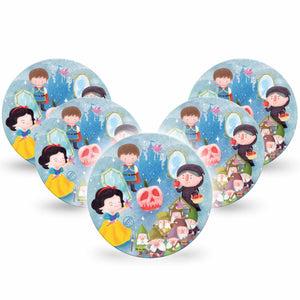ExpressionMed Snow White Freestyle Libre and Libre 2 Plus Overpatch, Abbott Lingo, 5-Pack Tape Snow White Princess, Fixing Ring Patch CGM Design