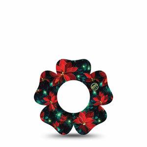 ExpressionMed Christmas Floral Freestyle Libre 2 and Libre 2 Plus Flower Shape Tape, Abbott Lingo, Single Tape Holiday Florals, Plaster CGM Design