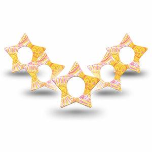 ExpressionMed Bright Sunshine Dexcom G7 and Dexcom Stelo Glucose Biosensor System Star, 5-Pack warm sun inspired Decorative Adhesive Tape for Continuous Glucose Monitor