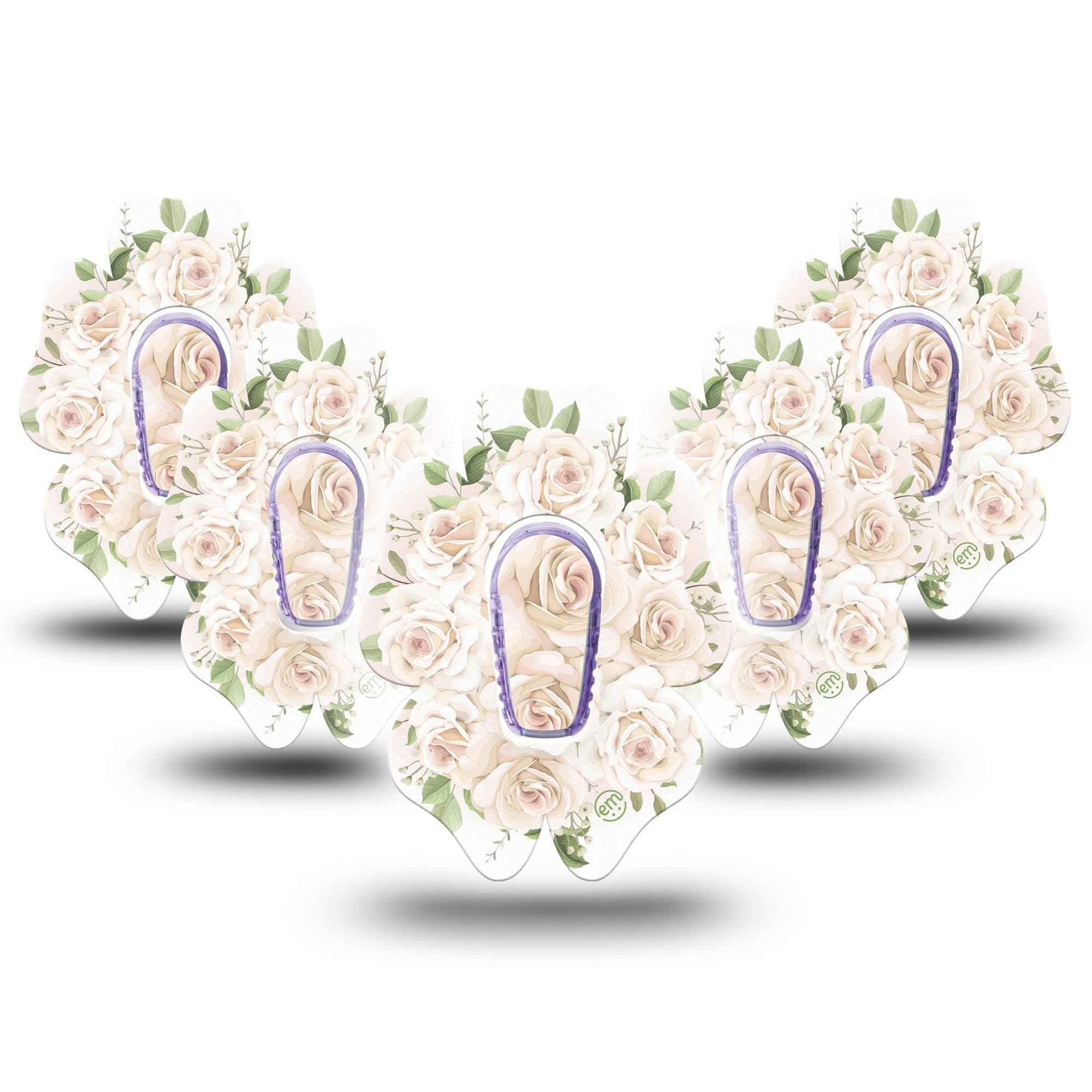 ExpressionMed Wedding Bouquet Dexcom G6 Flower Shape Tape 5-Pack Tape and 5-Pack Sticker Bridal Flowers, Adhesive Patch Continuous Glucose Monitor Design