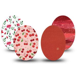 ExpressionMed Crimson Variety Pack Medtronic Guardian Enlite Universal Oval, 4-Pack Tape Variety Valentine Inspired, Plaster CGM Design